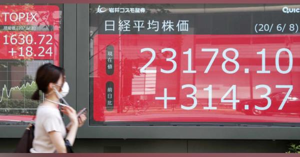 東証続伸、2万3000円台回復　3カ月半ぶり、景気回復に期待