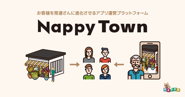 コード不要！スマホひとつで店舗アプリを作成できる「NappyTown」がリリース