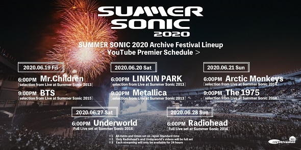 「SUMMER SONIC 2020」オンライン開催　過去のライブをYouTube配信　ミスチルなど