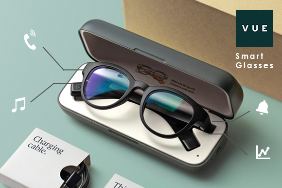 骨伝導スピーカー搭載、かけるだけで聴こえるメガネ「Vue Smart Glasses」