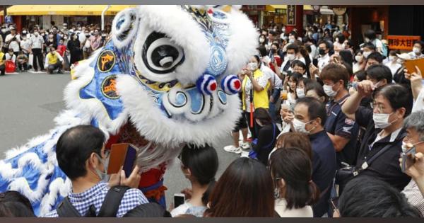 コロナ終息願い、中華街で獅子舞　横浜・神戸「福をもたらす」