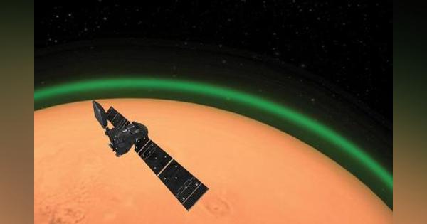 火星の大気中に神秘的な緑の光が初めて見つかる