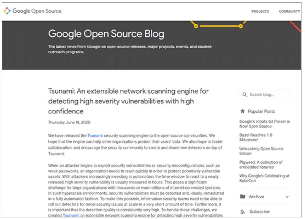 Google、セキュリティスキャナー「Tsunami」をオープンソースで公開　ポートスキャンなどで脆弱性を自動検出