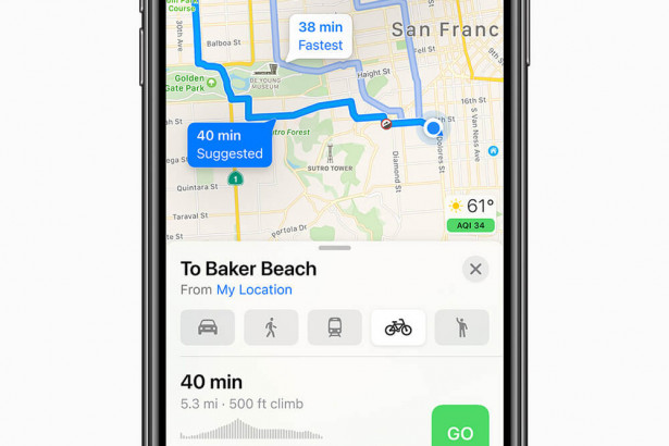 アップルの地図アプリが「自転車用ナビ」でグーグルを追撃