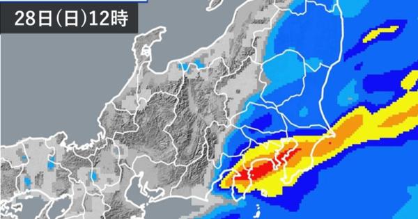 【雨の日曜日】東京など関東南部では、昼頃をピークに雨が強まる