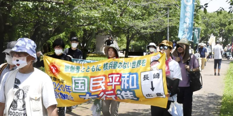 平和大行進、長崎で開始　反核横断幕、8月に広島へ