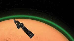 エクソマーズTGO、火星の大気で緑色の「大気光」を初めて検出