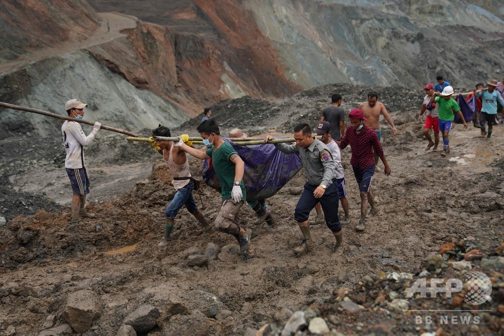 ミャンマーのヒスイ鉱山で地滑り、162人死亡