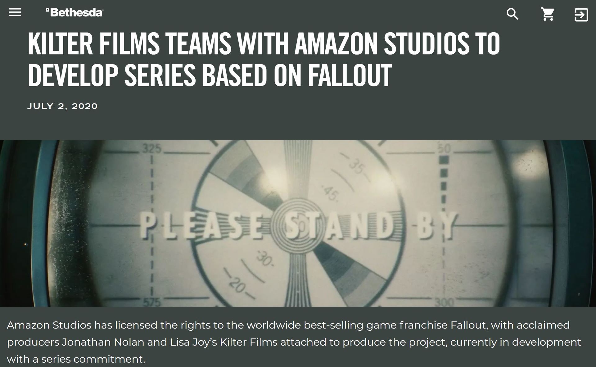 Amazon、人気ゲーム「Fallout」シリーズに基づくオリジナルドラマ制作を発表