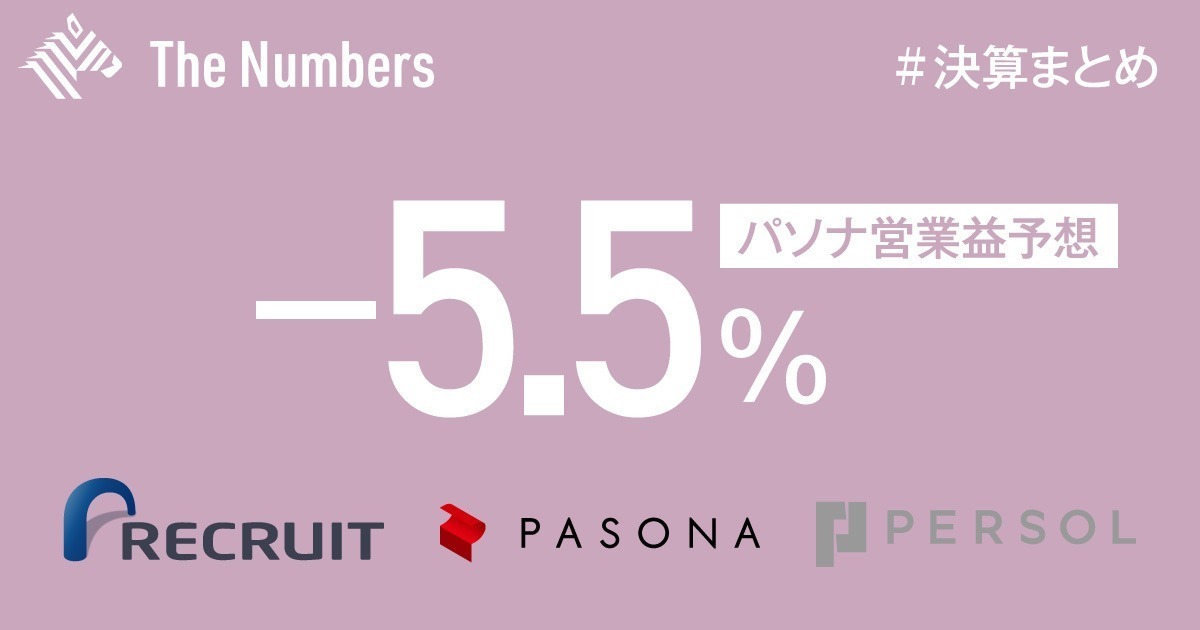 最新 リクルート パーソル パソナ決算にみる 雇用悪化