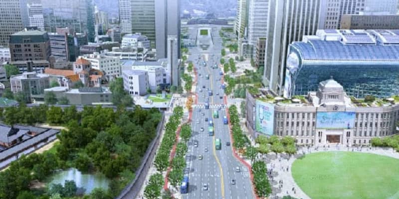 【韓国】ソウルの世宗大路、歩道拡大で緑豊かに［建設］