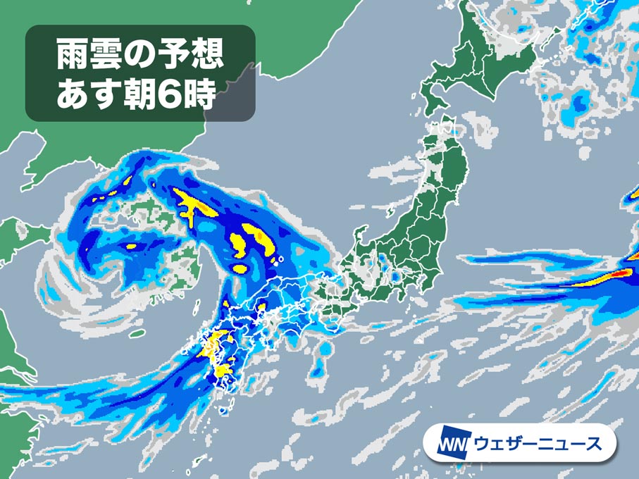 明日早朝から九州で雨強まる　日曜にかけ大雨に警戒