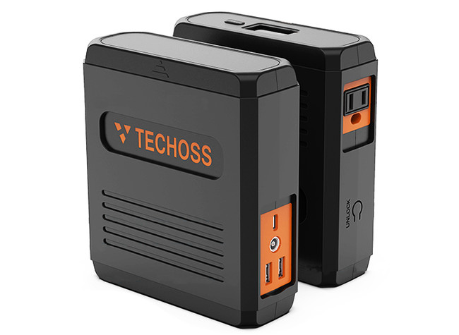 着脱式バッテリーで1.2kg未満を実現したポータブル電源「TECHOSS」先行販売開始