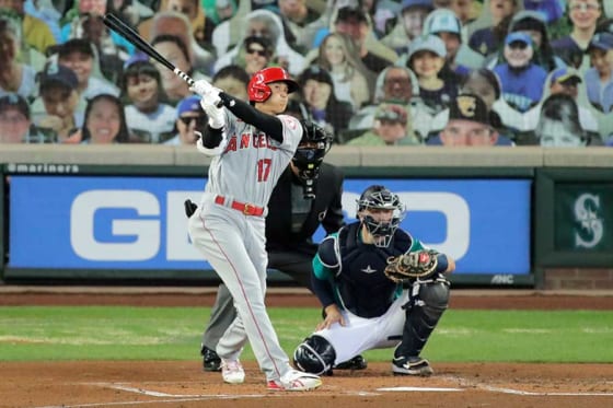 【MLB】大谷翔平、第1打席で先制ソロ　右前腕筋損傷初打席で左翼席へ107メートル弾
