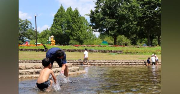 水遊び楽しい！「ジャブジャブ池」親子連れに人気　京都・丹波自然運動公園