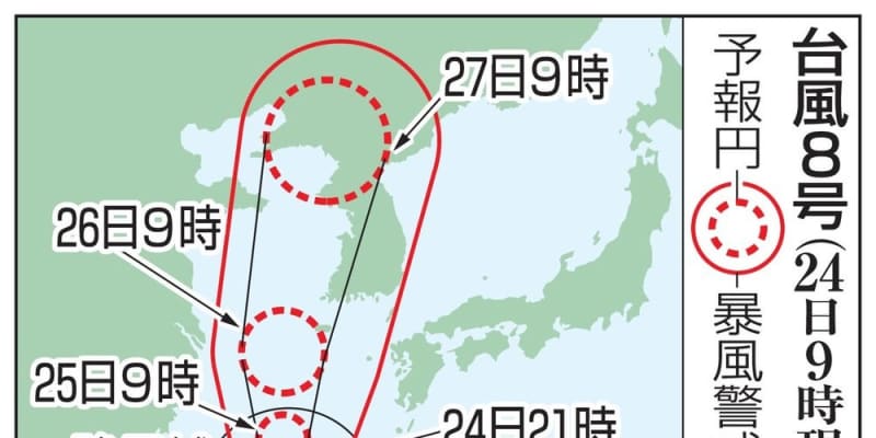 強い台風8号、奄美に接近へ　発達しながら東シナ海を北上