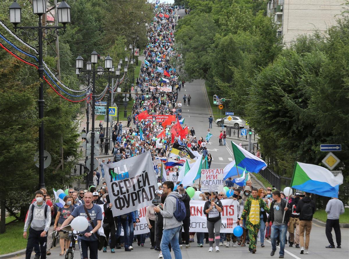 露極東で異例の５０日連続デモ　ハバロフスク、知事拘束に抗議