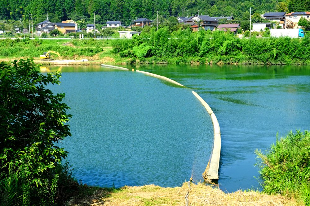 降雨量少なく海水遡上由良川に3年ぶり「防潮幕」設置　京都・舞鶴