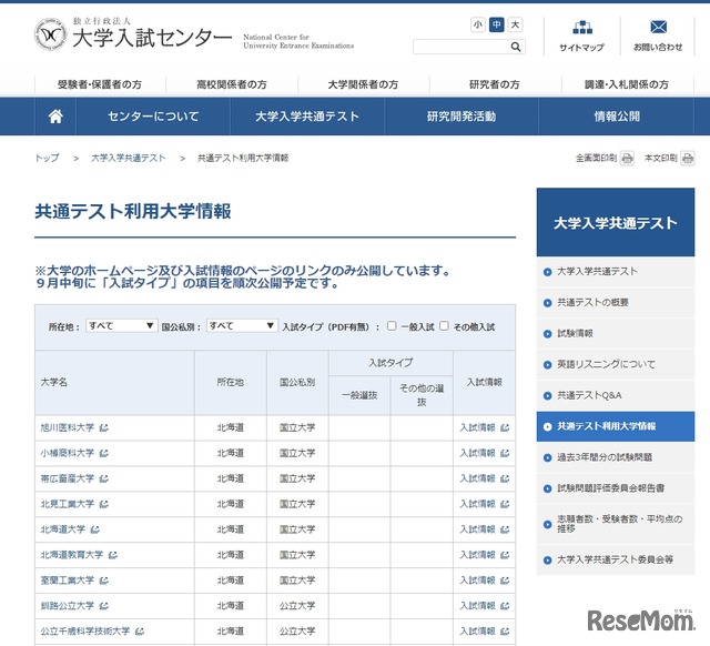 【大学入学共通テスト2021】利用大学一覧、867大学が参加