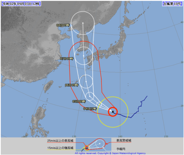 台風10号と台風9号の進路予想図　10号は特別警報級恐れ　最大風速は2019年の台風15号上回るか　9号のフェーン現象で新潟で国内初40度