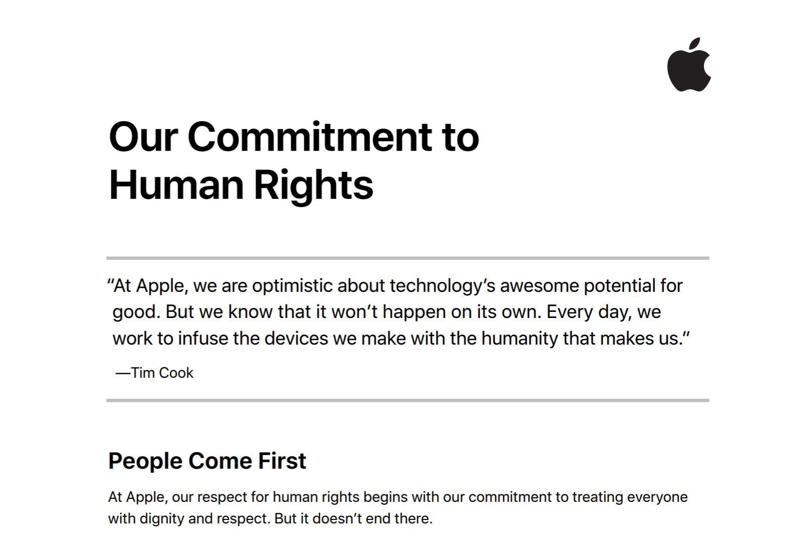 Apple、「人権への取り組み」文書公開　中国政府との関係批判対応で