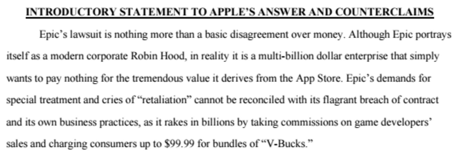 Apple、Epicを反訴「ロビンフッドを装う大金持ち」
