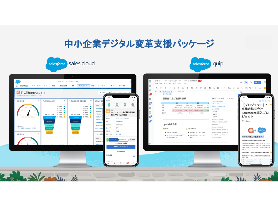 セールスフォース、中小企業のDX支援で「Sales Cloud」と「Quip」を無償提供