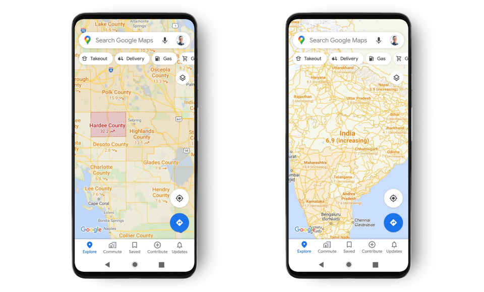 「コロナ感染状況表示」がGoogleマップアプリに。都市ごとの状況が把握可能に