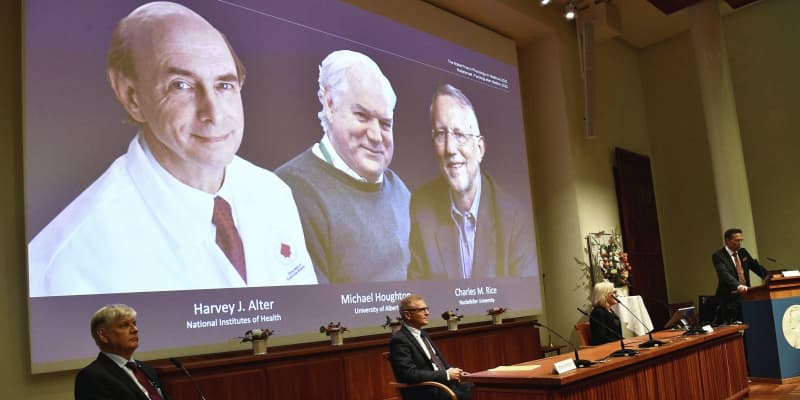 米国人ら3人にノーベル賞 C型肝炎ウイルスを発見
