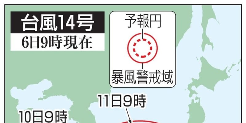 台風14号、本州接近の恐れ　10～11日、大雨も