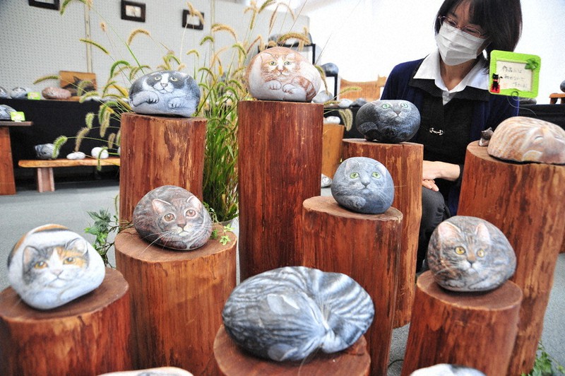 可愛い「石ねこ」たちに会いに来て　自然石の形生かしたアート170点展示　京都