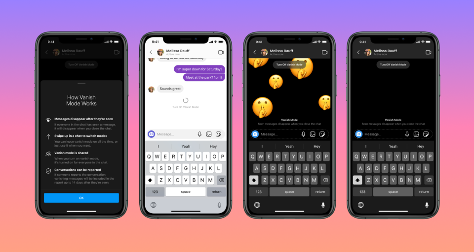 Facebook Messengerとinstagramにチャットを閉じるとメッセージが消える機能を追加