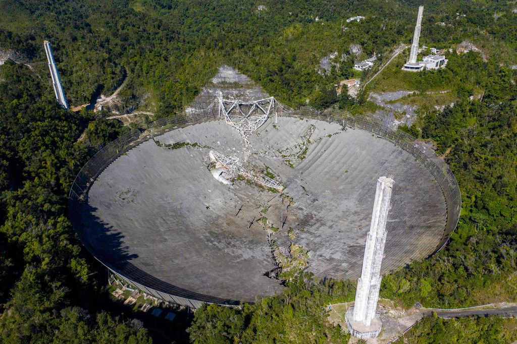 巨大電波望遠鏡が崩壊　プエルトリコのアレシボ天文台：時事ドットコム