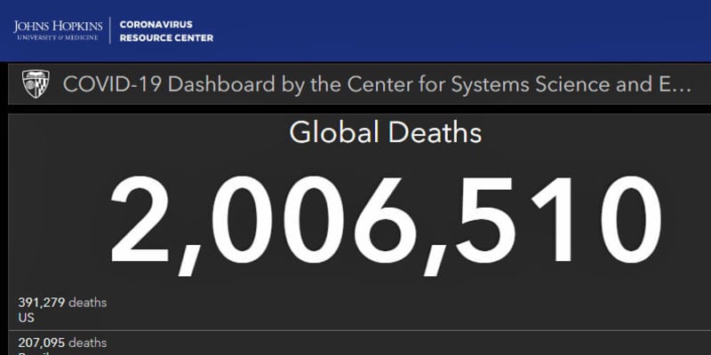 コロナ死者200万人超える　3カ月半で倍増、収束見通せず