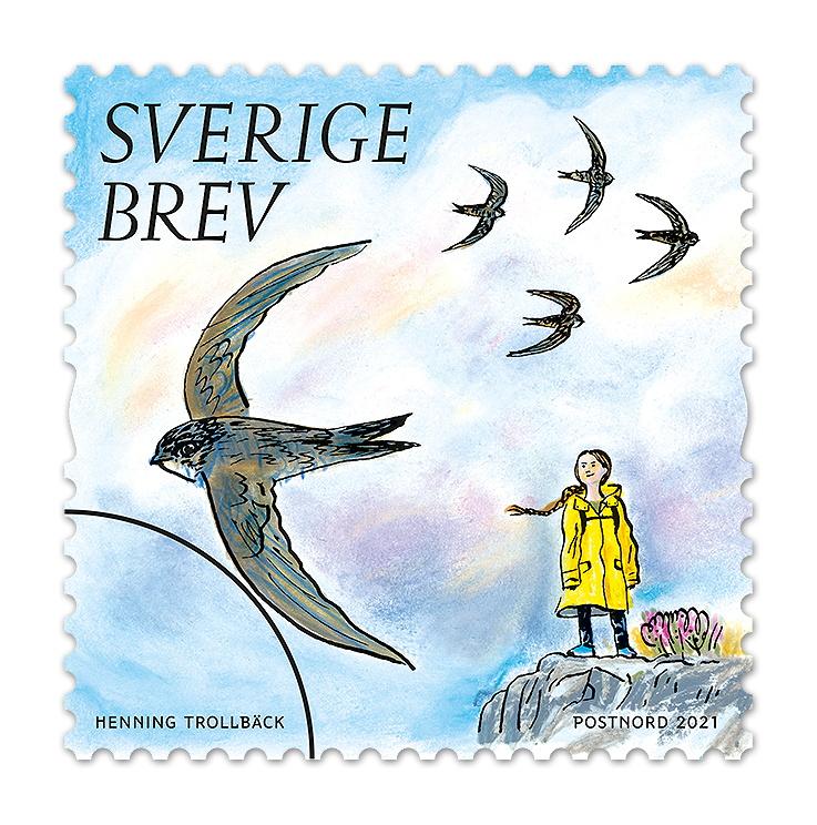 グレタさん、スウェーデンの郵便切手の図柄に