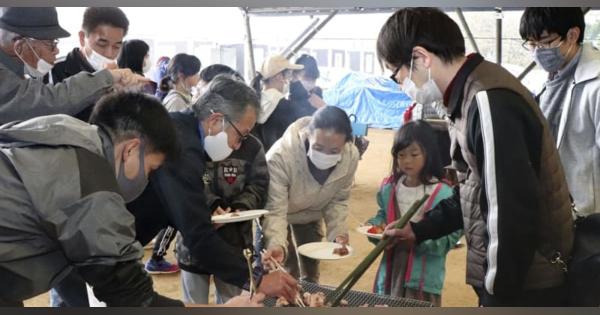 地元食材で仮設の住民交流、熊本　昨年に豪雨被災の球磨村