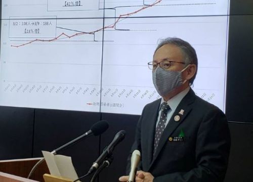 沖縄知事「強い措置検討も」コロナ2月の3倍ペース　68人感染発表　