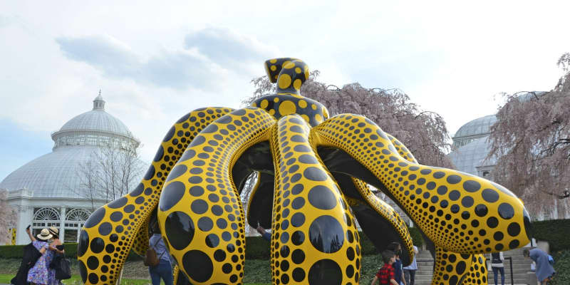 草間弥生さん作品、NYに彩り　広大な植物園内で展覧会