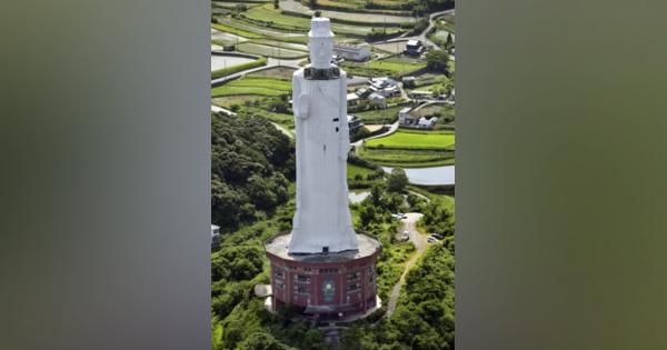 巨大観音像の解体工事開始、兵庫　淡路島、高さ約100m