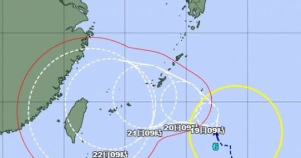 台風6号「インファ」998ヘクトパスカルに発達　沖縄本島20日に暴風　先島は21日（7月18日午前11時）