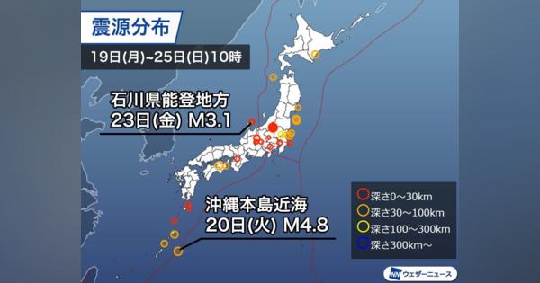 週刊地震情報 2021.7.25　石川県能登地方の地震活動続く　4月後半から活動域に変化