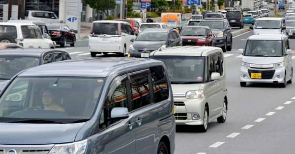 最大950mも渋滞　国道58号の城間交差点　9月に右折帯延長が完成予定