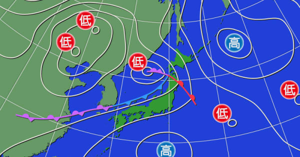 北日本～東日本日本海側　土砂災害などに警戒
