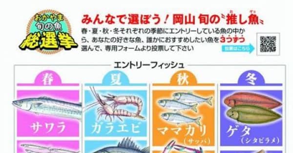 岡山「旬の魚総選挙」初実施　四季の「推し魚」ネット投票を