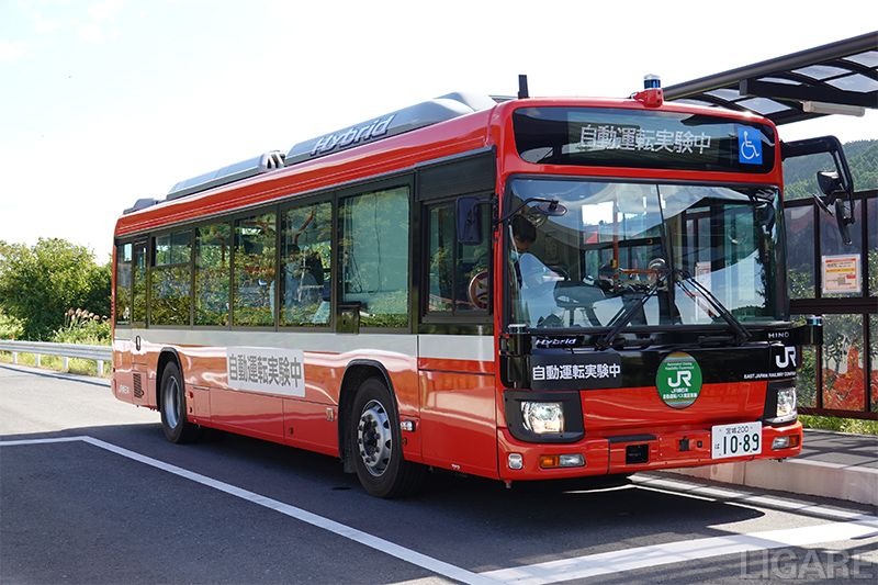 JR東日本が気仙沼BRTの一部区間で自動運転バスの試乗会を開催