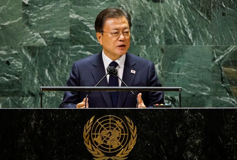 韓国大統領、朝鮮戦争の終戦宣言を改めて呼び掛け　国連演説で