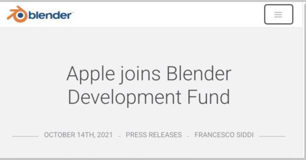 Appleが3DCGソフト「Blender」開発基金に参加