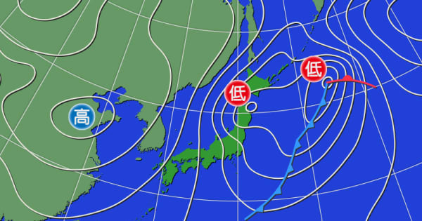 日本付近は冬型へ　北日本や北陸は荒れた天気に