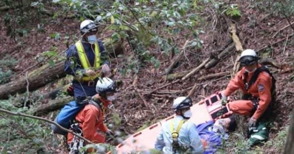 登山客の救出手順確認　高梁市消防署が山岳救助訓練