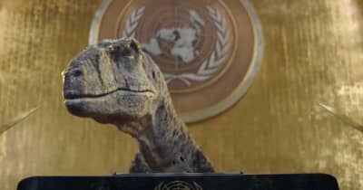 絶滅したはずの恐竜が蘇り、国連総会で“演説”。気候危機の深刻さを必死に訴えかける動画に反響